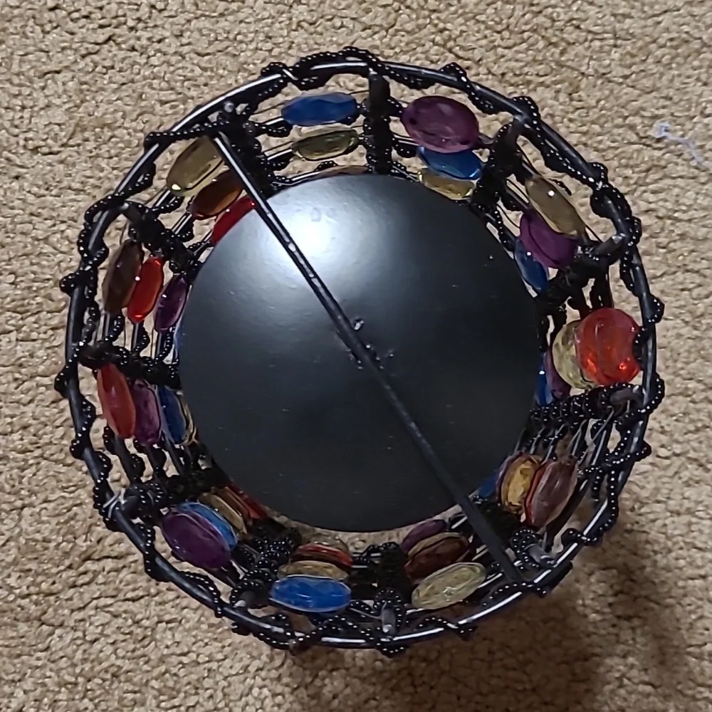 Colorful Beaded Wire Basket Candle Holder